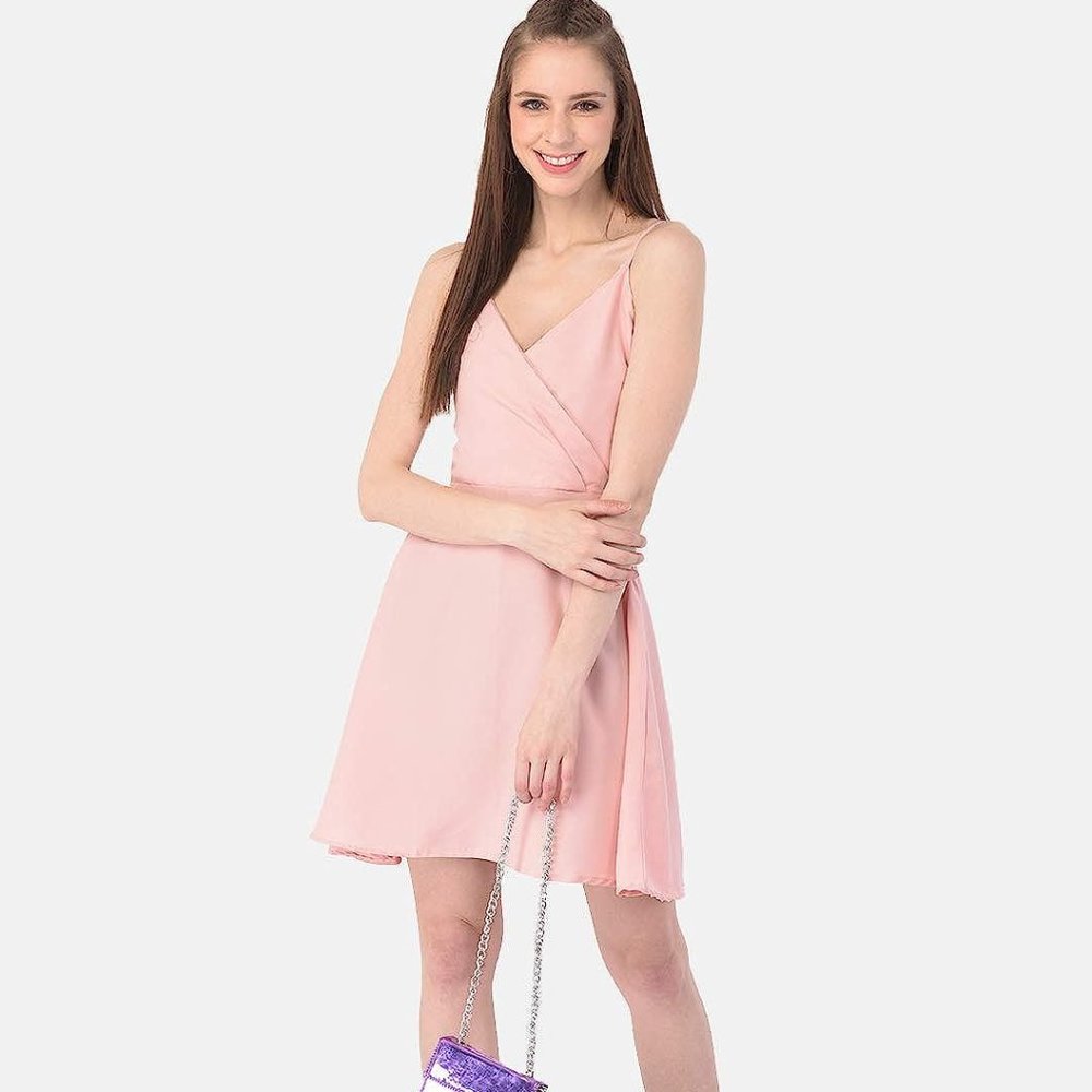 Istyle Can Dresses for Women V Neck Shoulder Strap Sleeveless Fit and Flare Mini